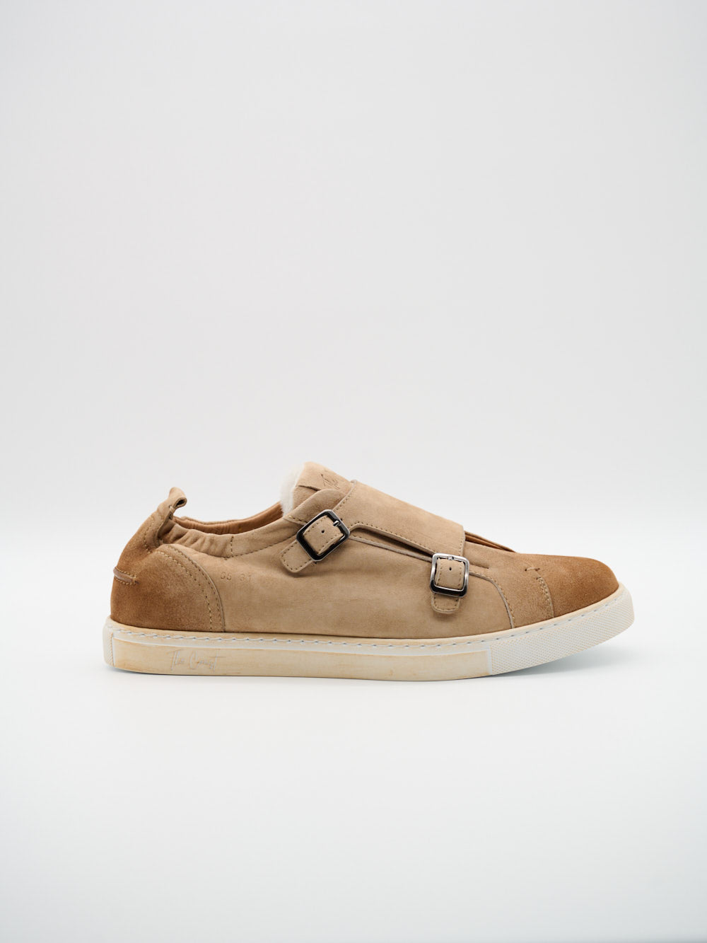 Beni Monk Sneaker Beige Herren Seitenansicht Cashmere Leder