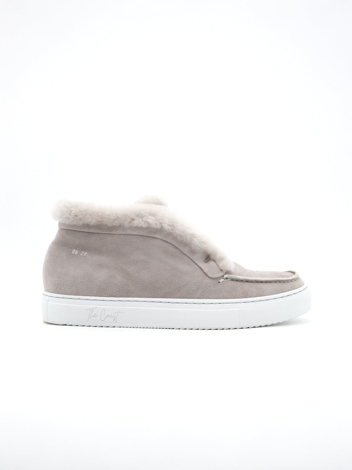Charles Boot-Sneaker in Grau – Seitenansicht aus Veloursleder mit Lammfellfutter