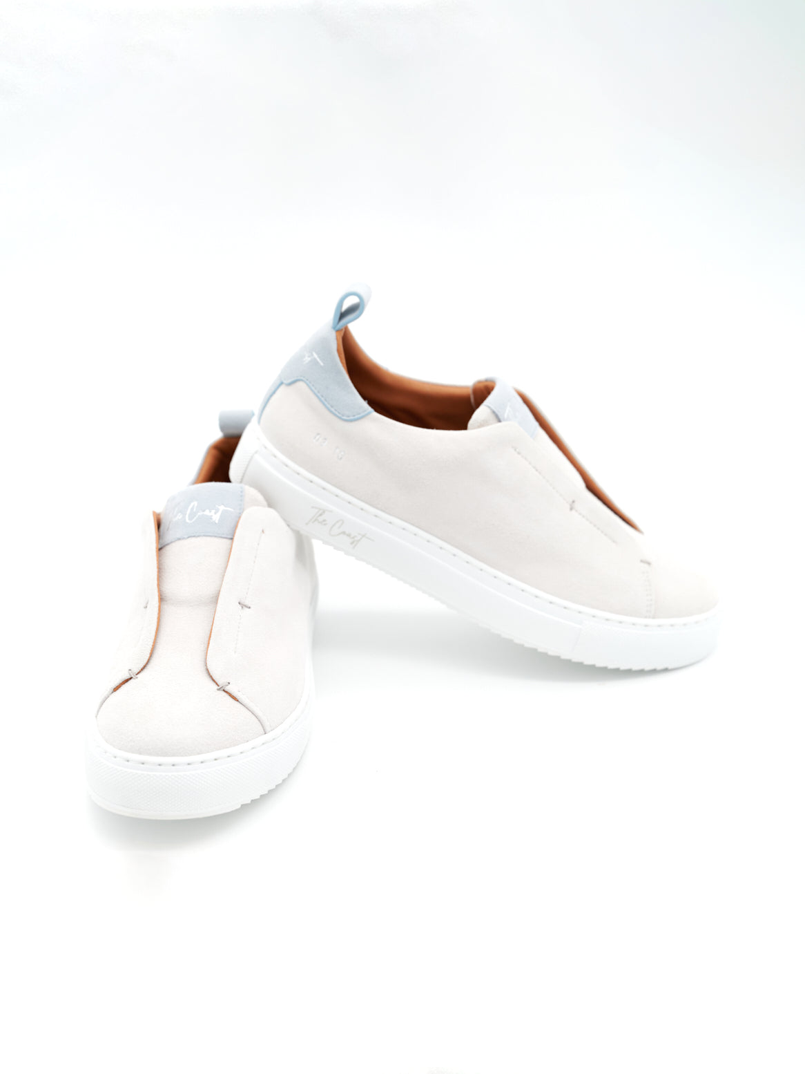 Lexa Slip-In Damen Sneaker in Creme mit blauen Details – The Coast