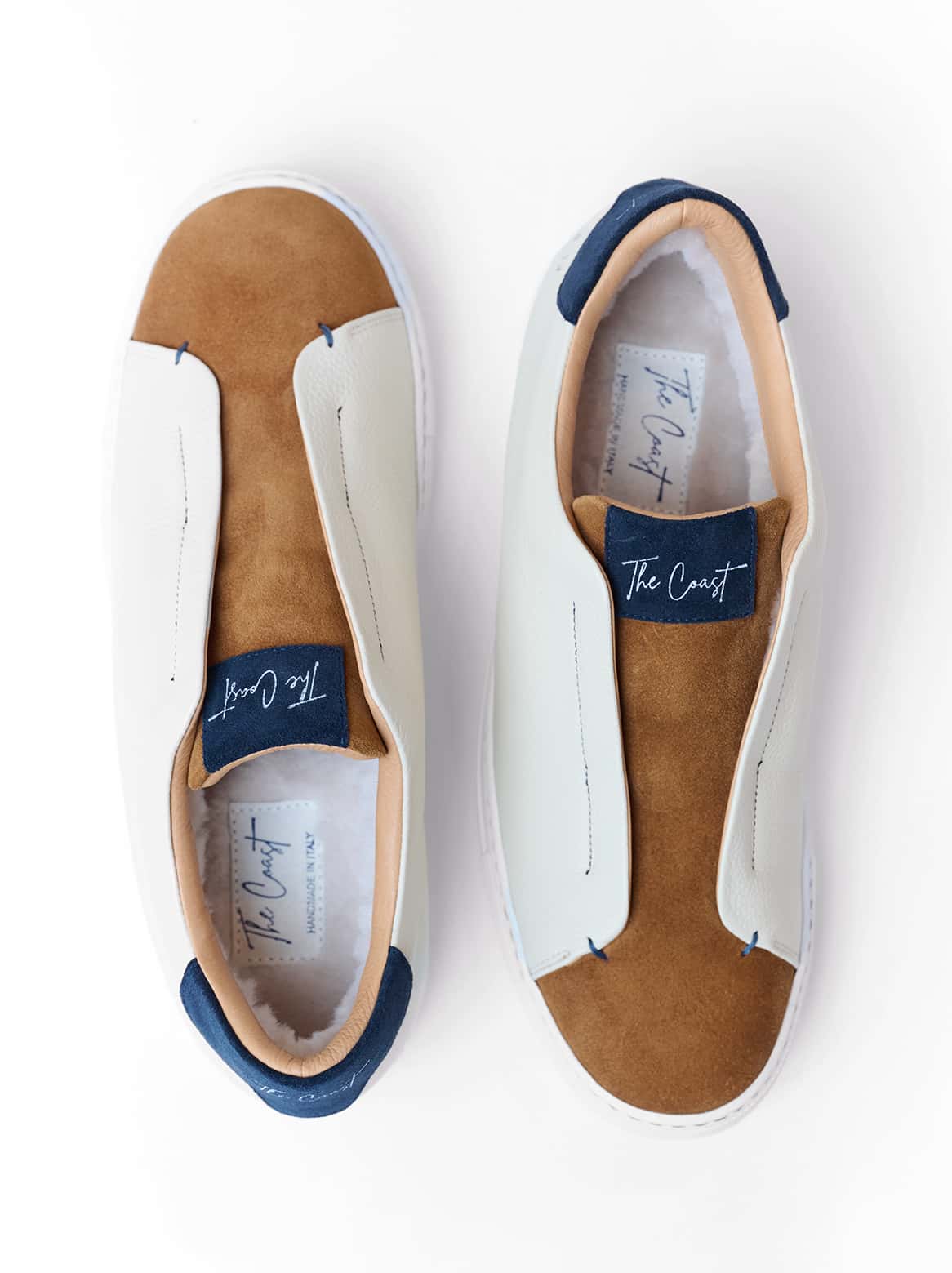 Beni limitierte Slip-In Leder Sneaker für Herren in Creme Cognac