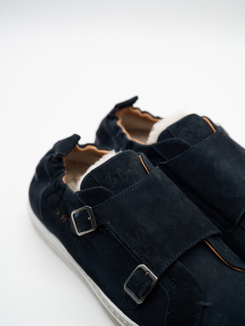 Beni Monk Sneaker Detail Doppel-Schnallen Navy Leder