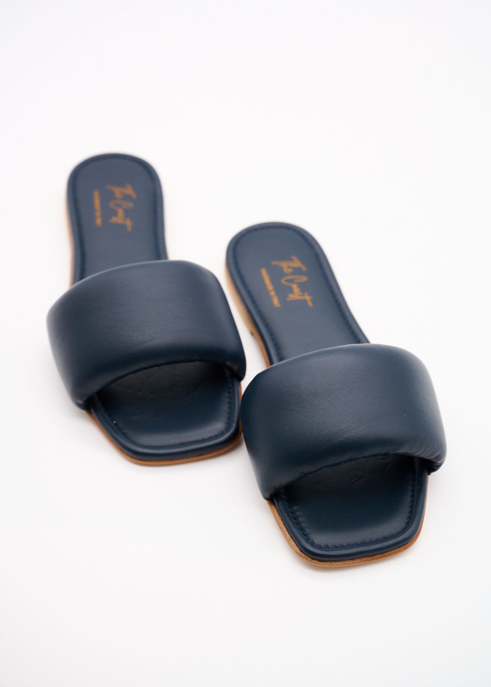 Adriana Leather Slippers for Women in Dark Blue