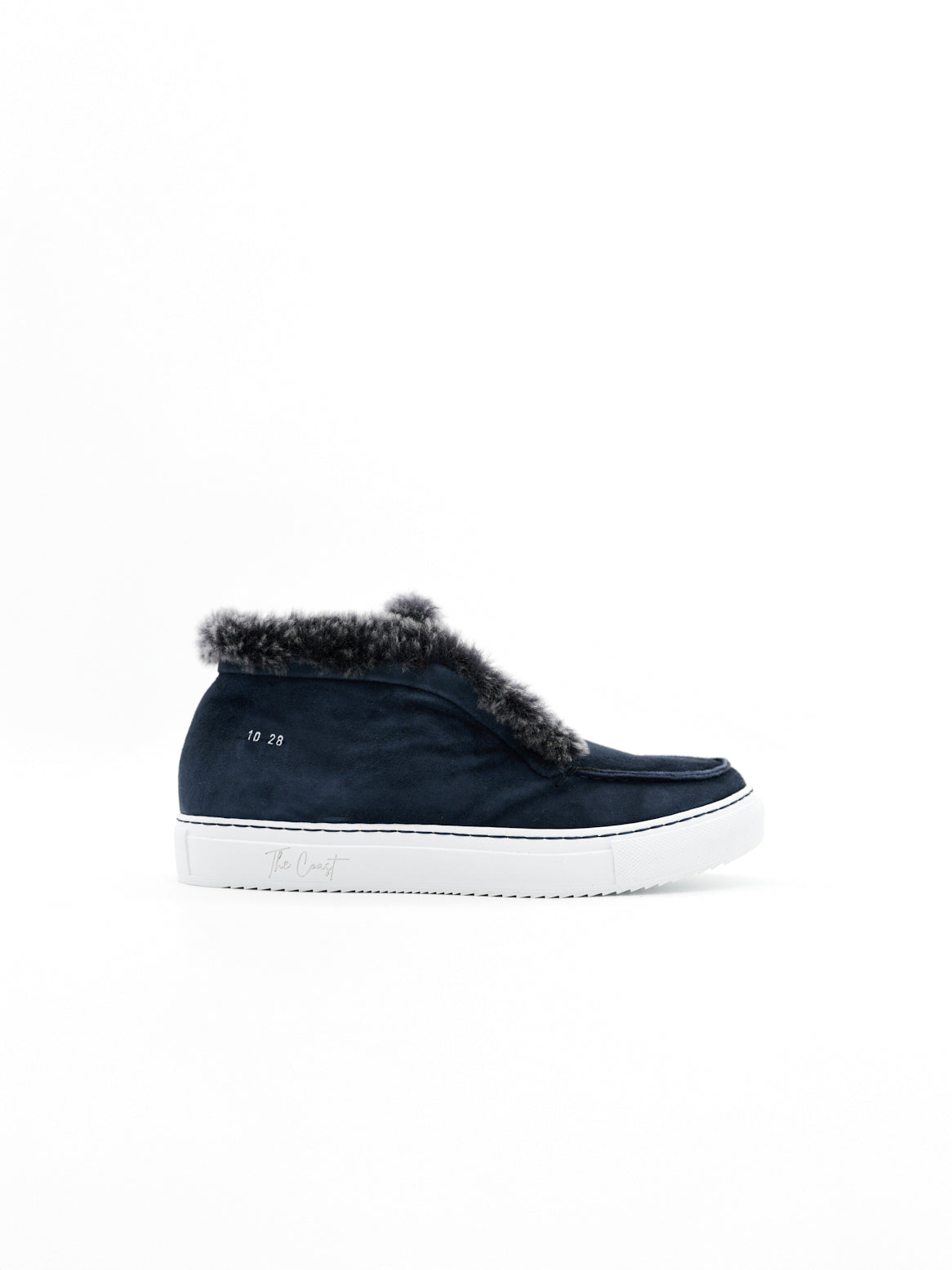 Charlie Damen-Stiefelette in Dunkelblauem Kalbsvelours – Seitenansicht