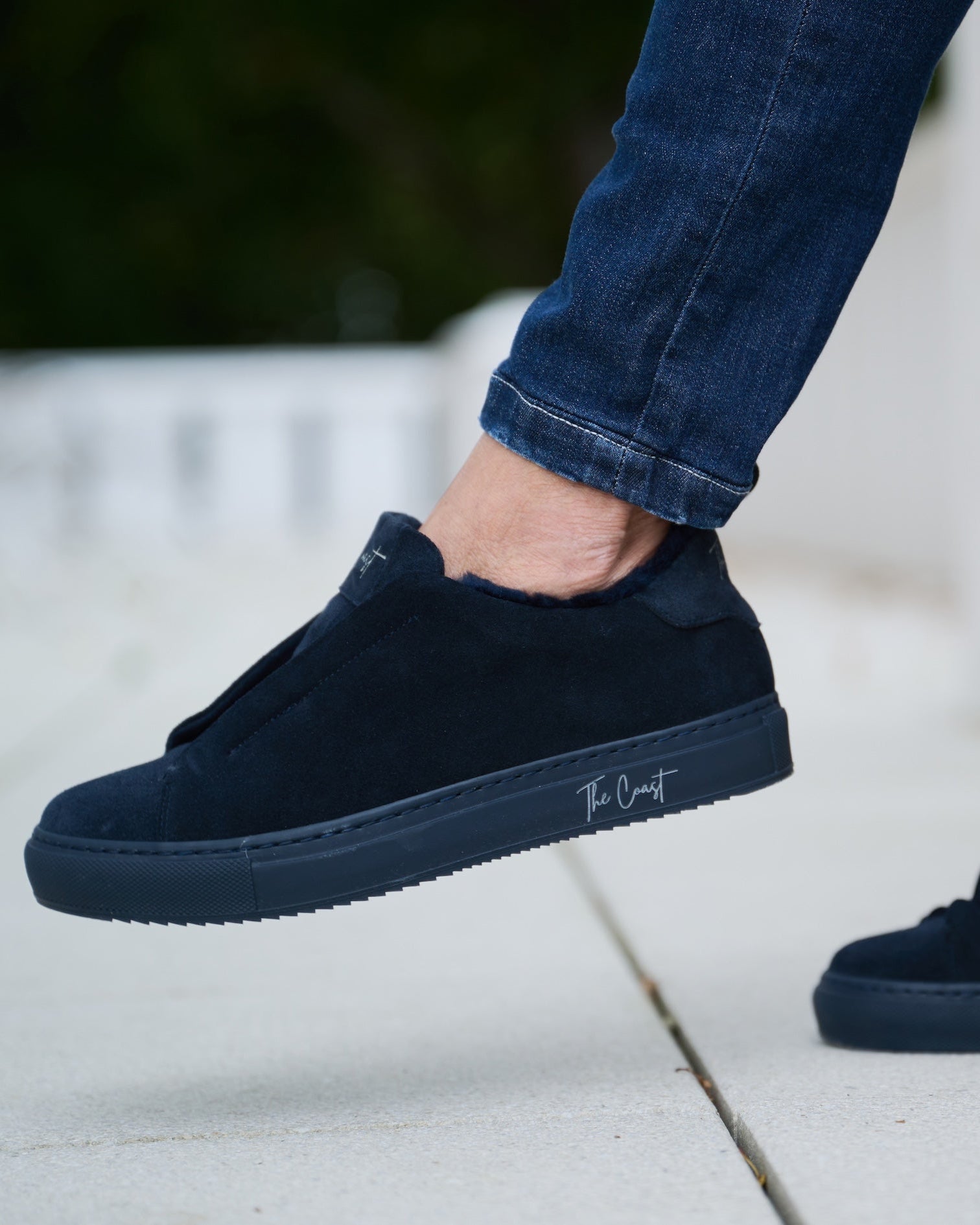 Alexa Slip-In Sneakers Dark Blue with Lambskin | The Coast Women