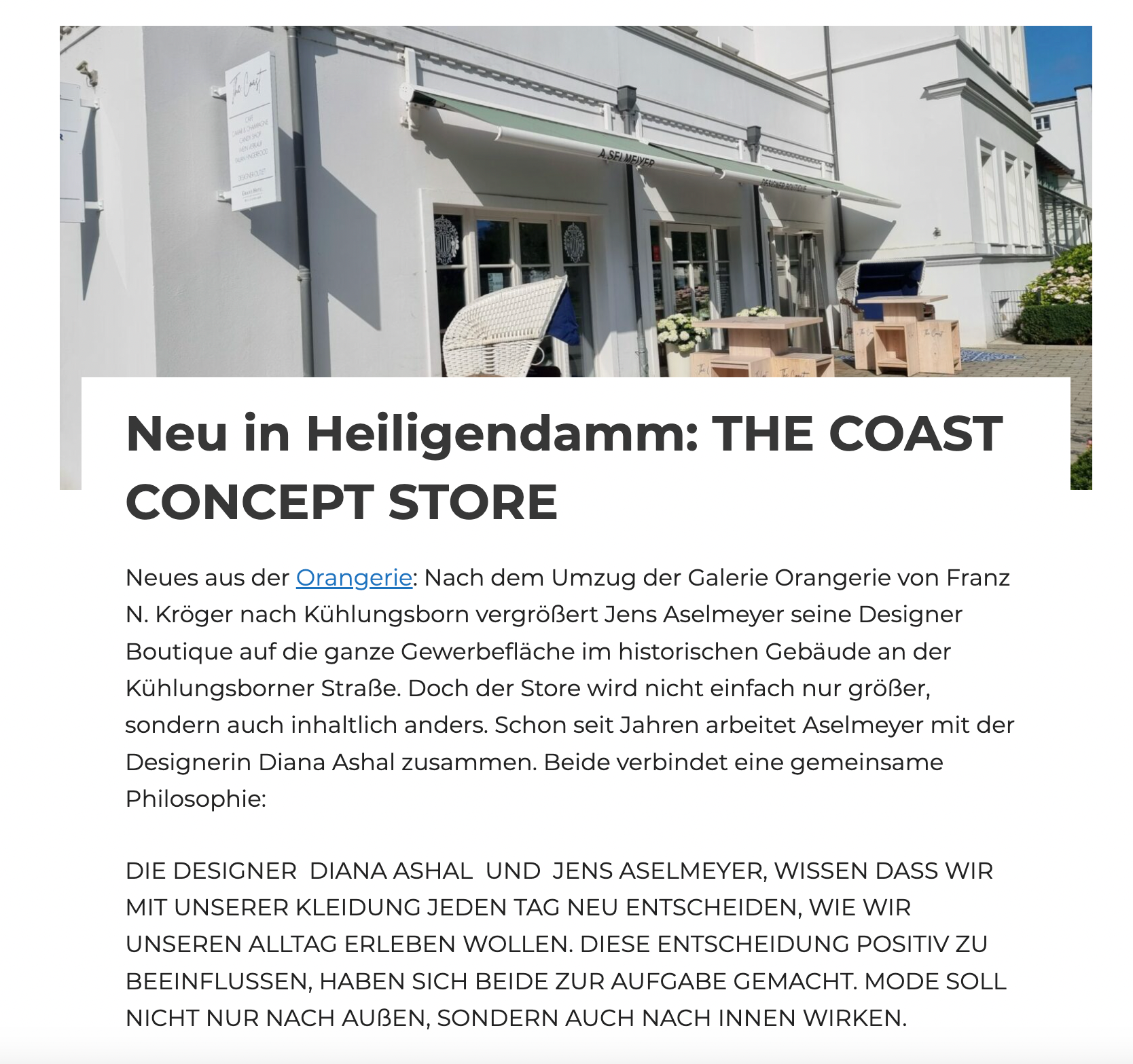 The Coast Concept Store Heiligendamm Presseartikel Boutique Erstes Seebad