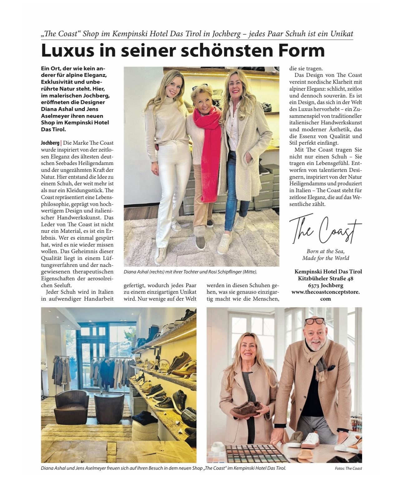 The Coast Presseartikel Designer Schuhe Kempinski das Tirol Jochberg/Kitzbühel