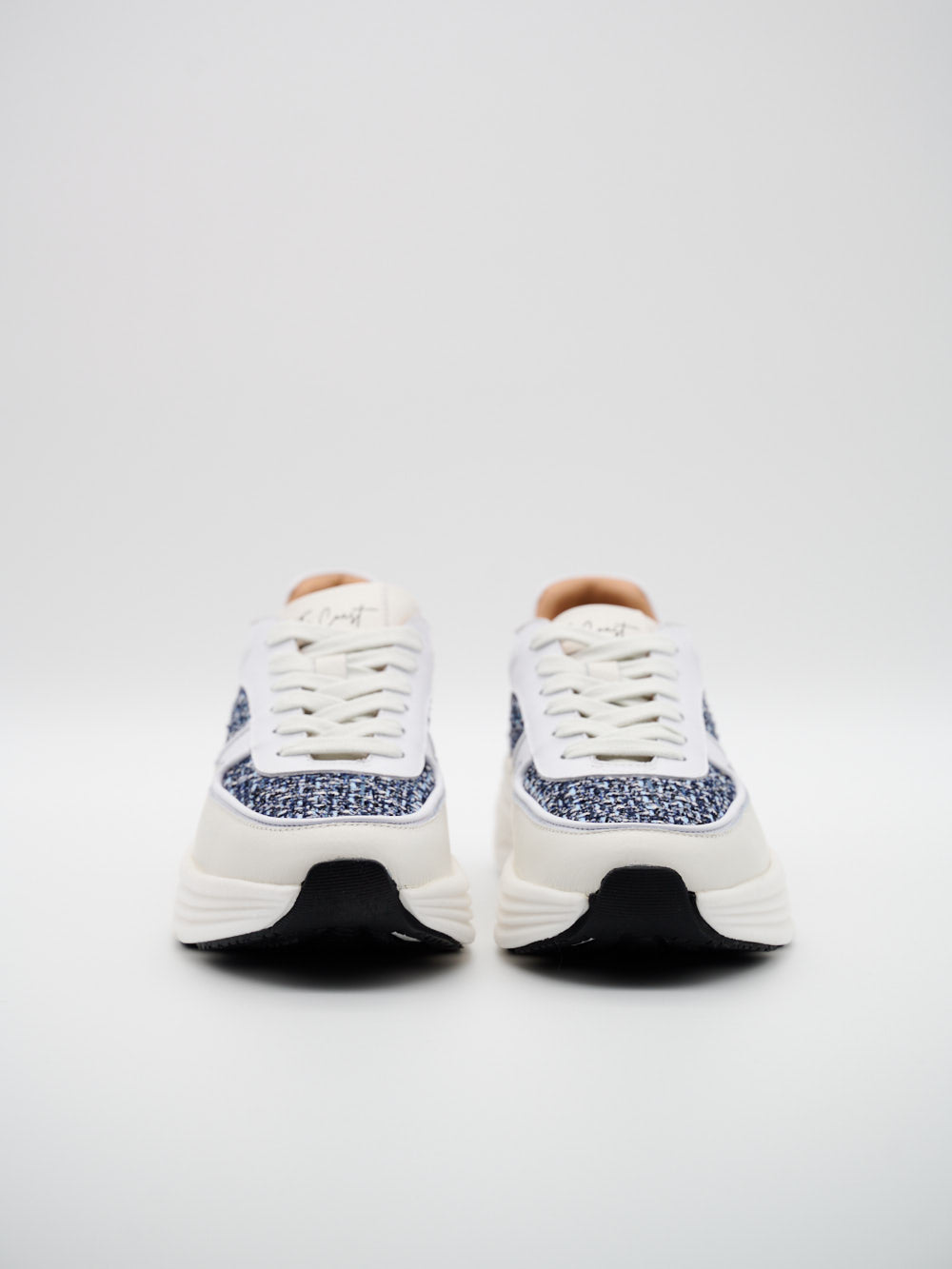 Sneaker Damen Blau Offwhite Detail Tweed Struktur und Kalbsleder