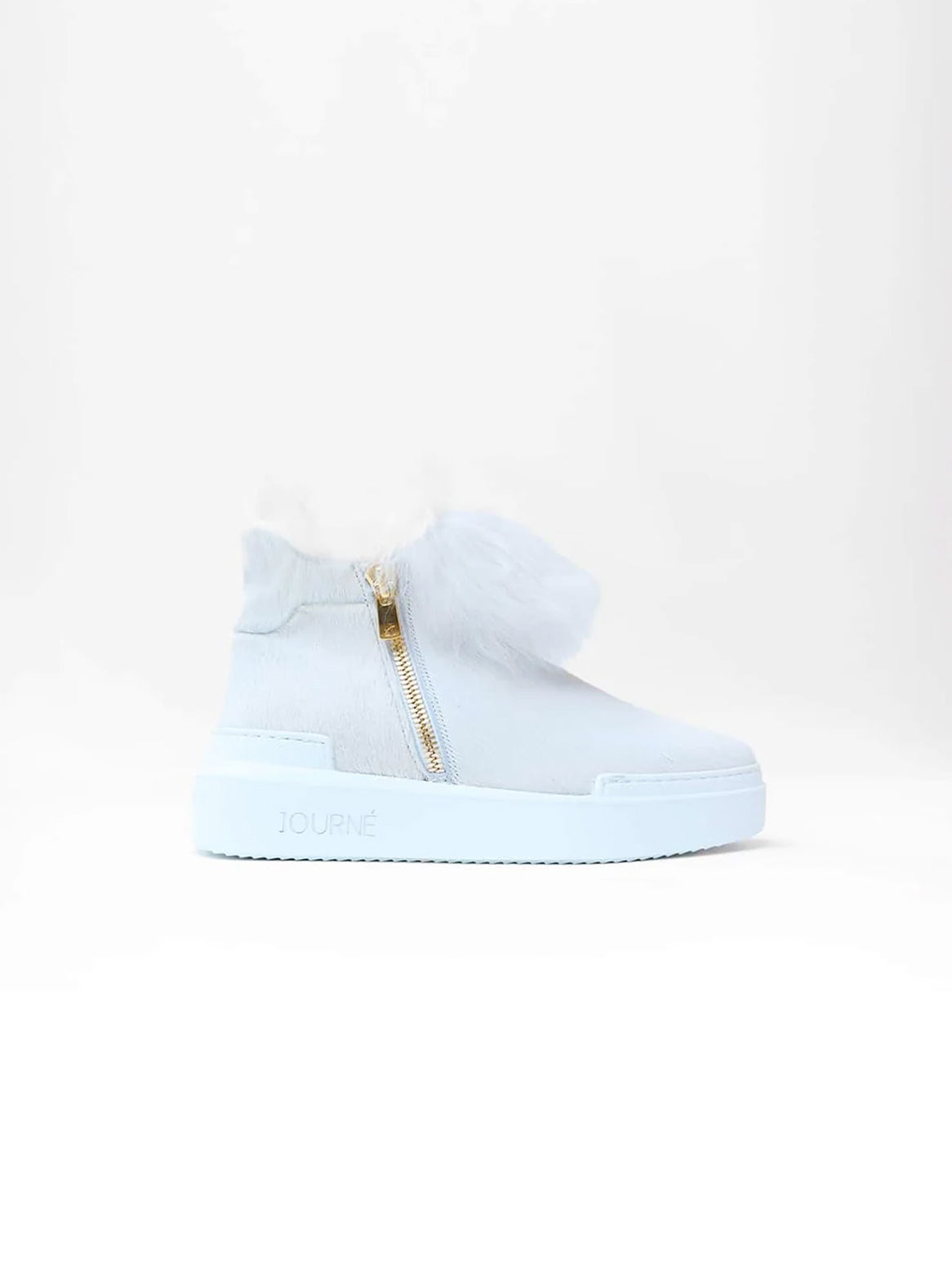 Chelsea-Stiefel Grazia Cavallino in Creme – Seitenansicht mit weißer Gummisohle