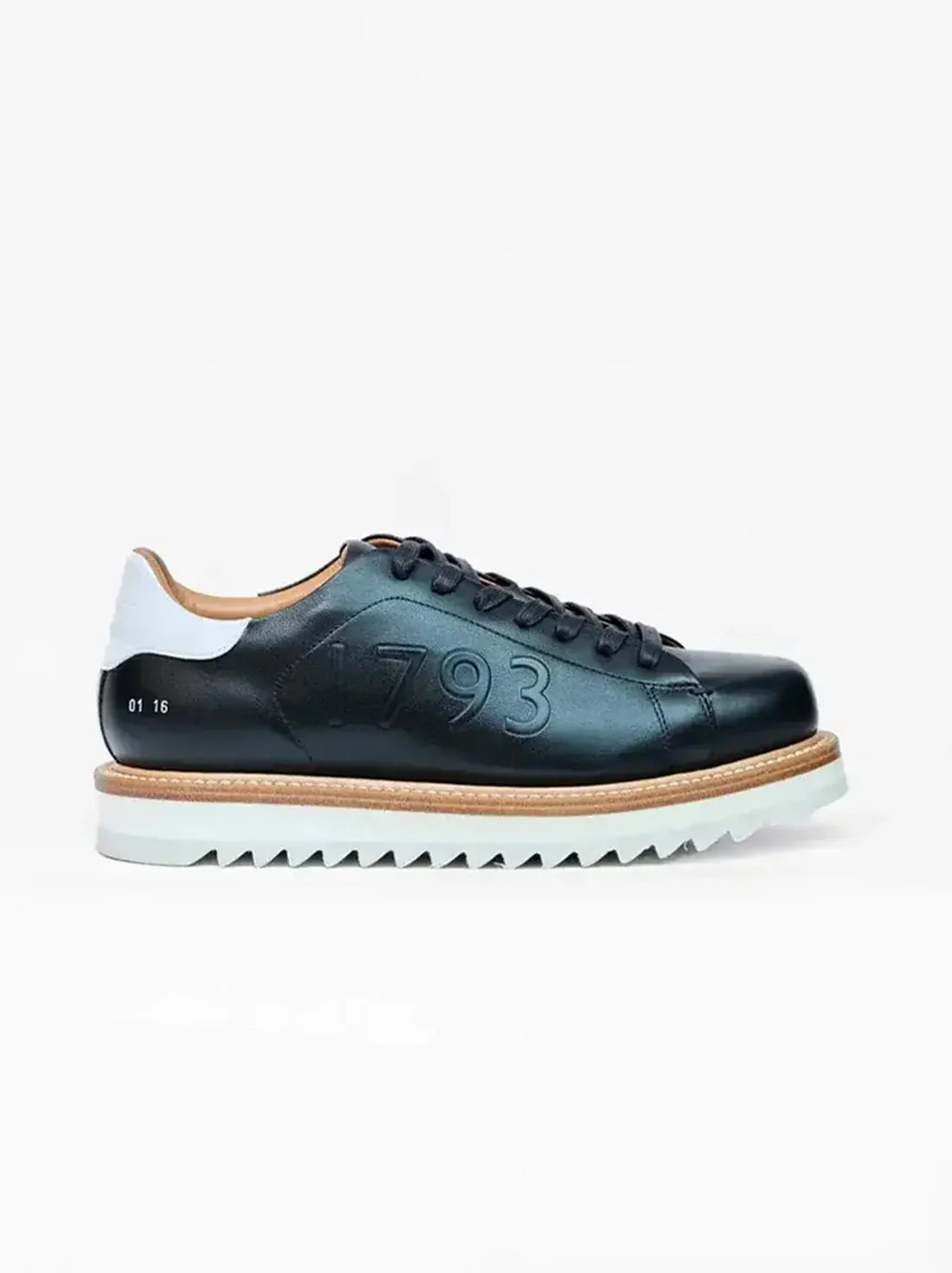 Silvio rahmengenähter Sneaker Schwarz – Seitenansicht
