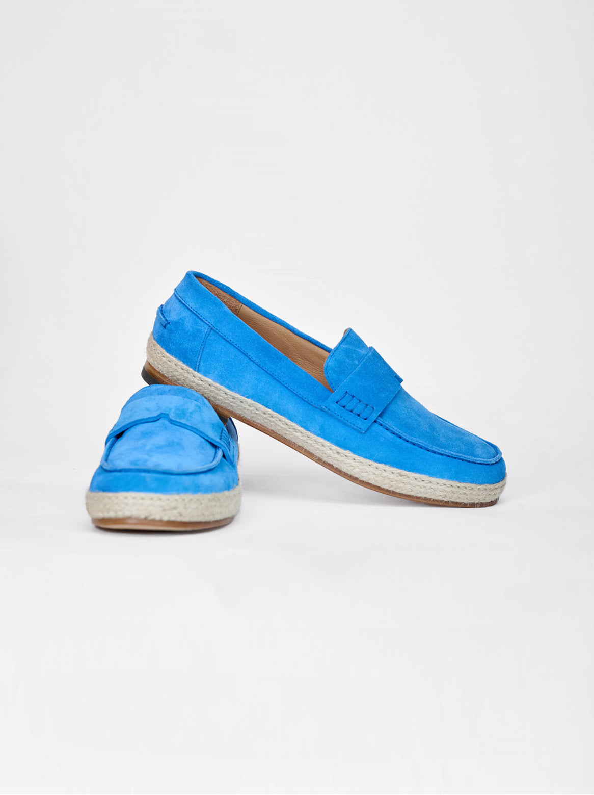 Sofia Espadrilles – Paaransicht in Blau mit originalem Handstich